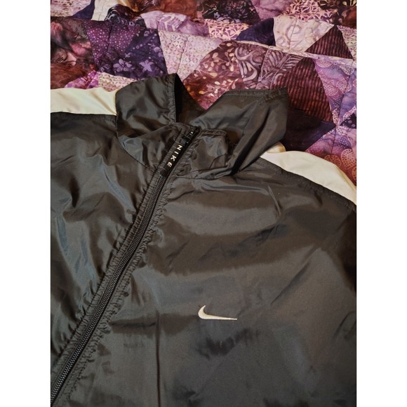 Vintage 90s Nike Track Jacket Mens 2XL Black Tag Windbreaker Nylon Big Logo - Picture 1 of 9